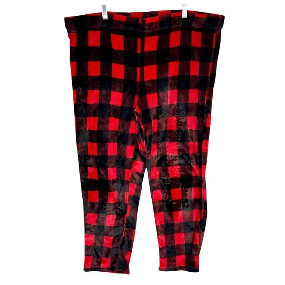 SECRET TREASURES SLEEPWEAR Buffalo Plaid CHRISTMAS LOUNGS Pants Red Black 3X - Picture 1 of 4